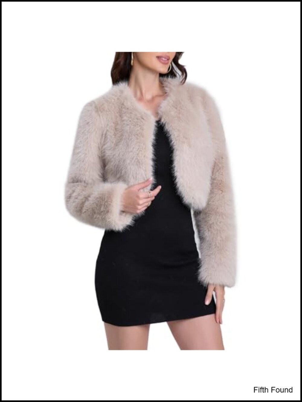 Women's Faux Fur Cropped Coat Long Sleeve Open Front Winter Jacket
